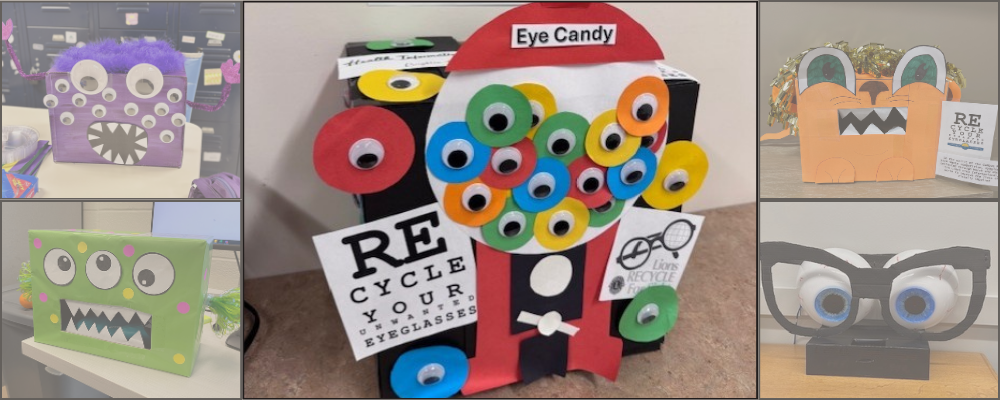 Collage of decorated eyeglasses collection boxes.