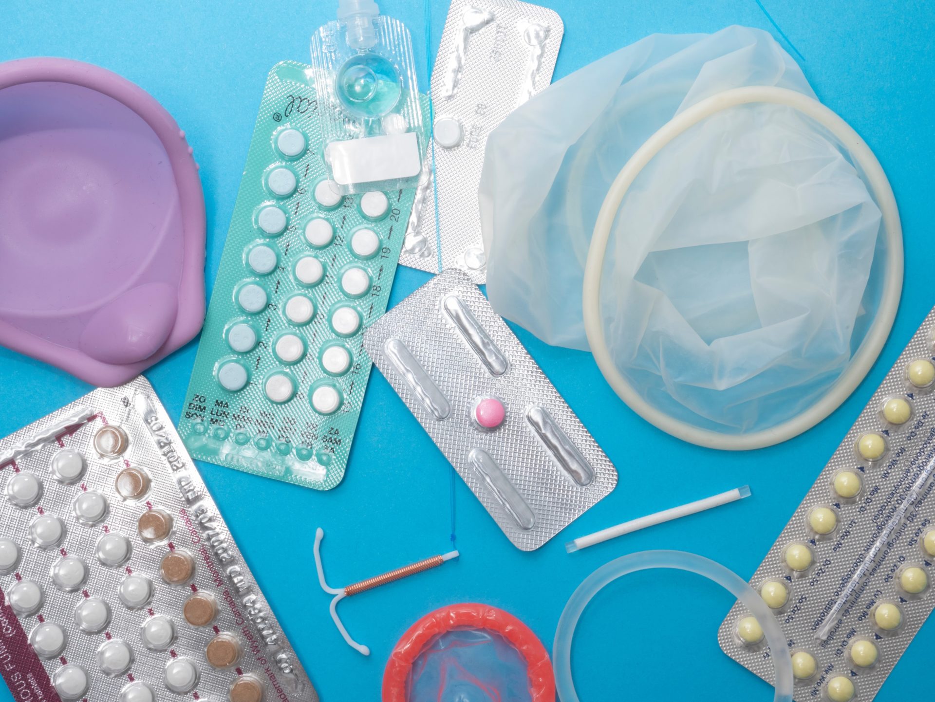 A pile of various contraception methods