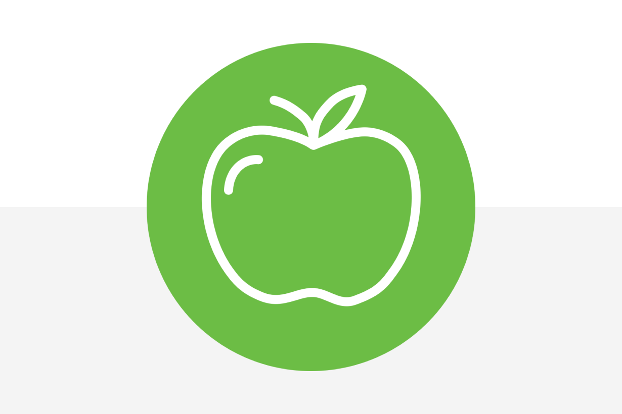 Icon with a line drawing of an apple