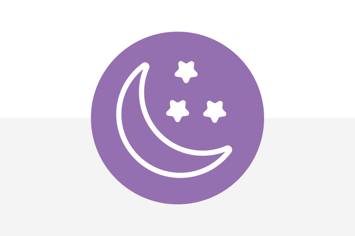 Icon with a line drawing of a moon and stars