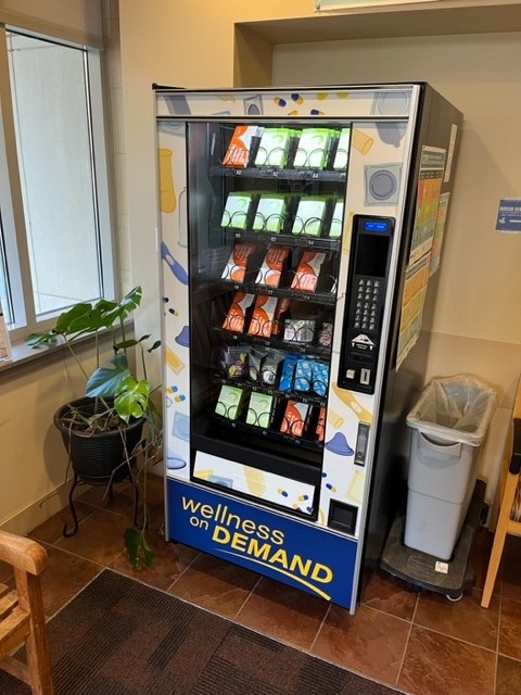 Wellness on Demand vending machine in the lobby of UHS.