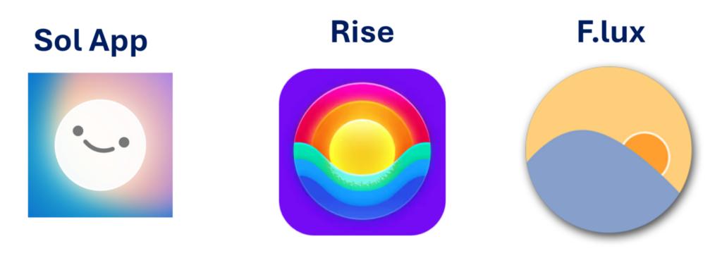Icons for the 3 apps listed in text. 