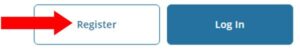 A screenshot of the CITI platform, with an arrow next to the "Register" button
