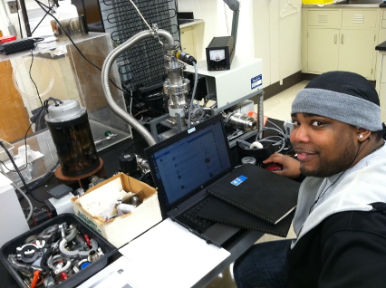 A student working in a lab.
