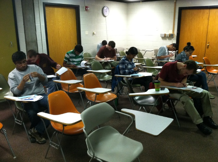 Students in a classroom.