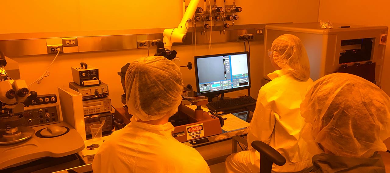 Researchers working in a lab.