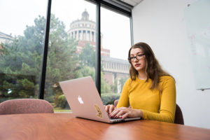 student working on laptop