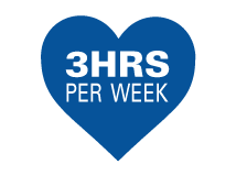image of a heart with the words 3 HOURS A WEEK